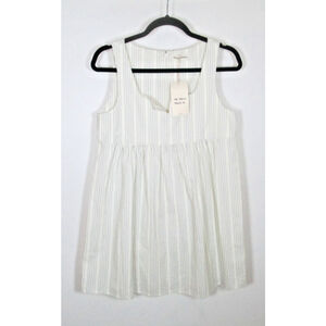 My Mum Made It Dress Size‎ Small Ivory Blue Stripe Organic Cotton Mini